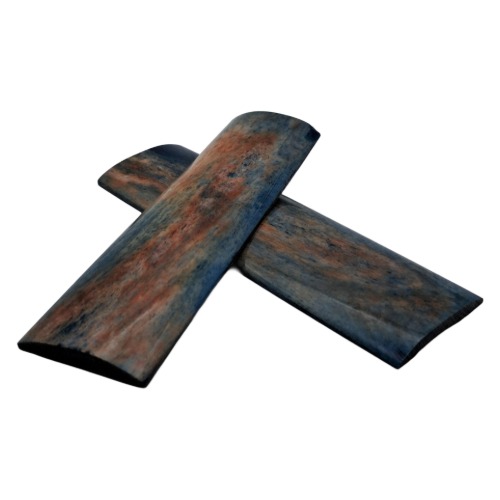 Placchetta in osso di cammello marrone azzurro2